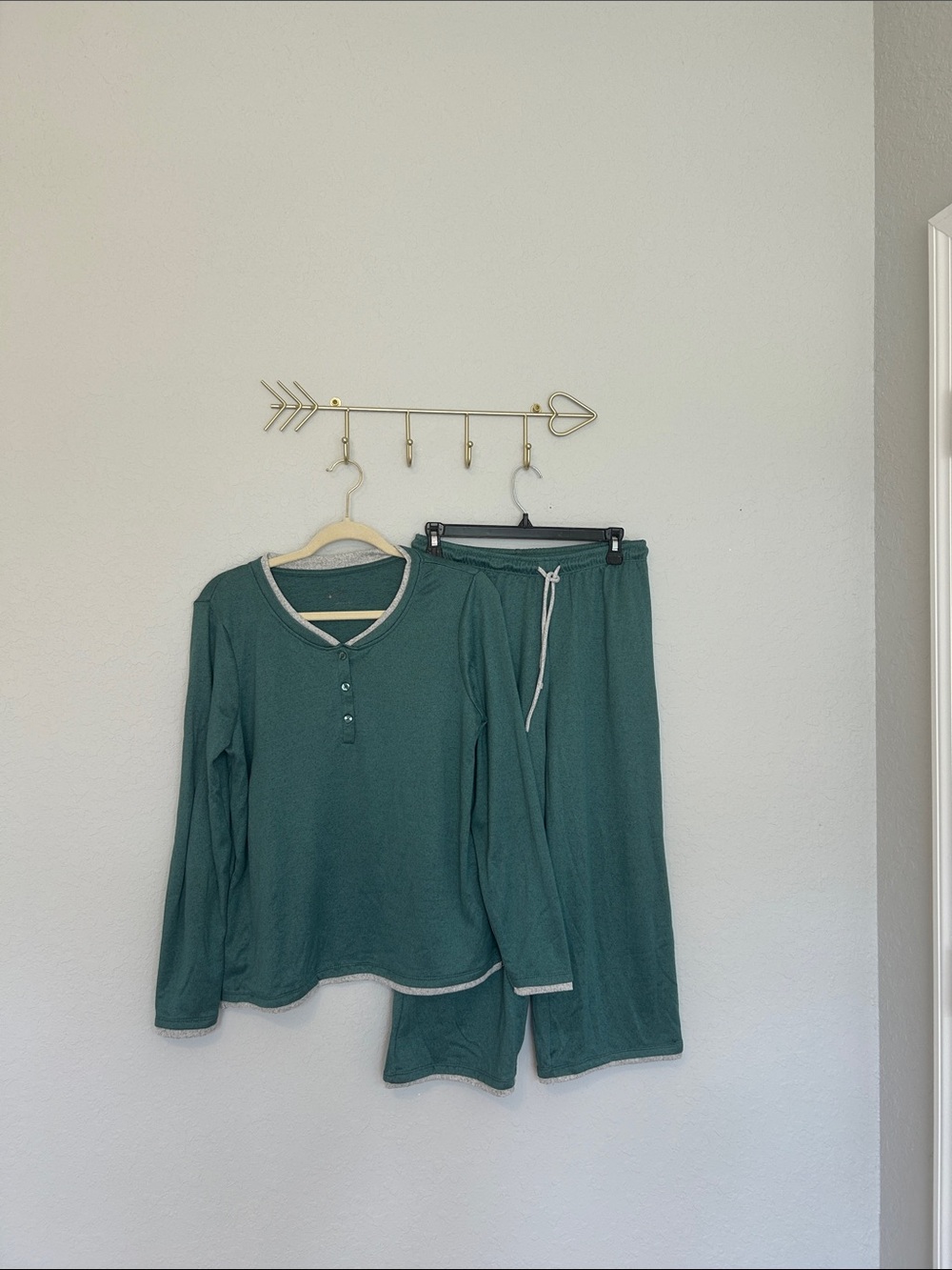 Comfort Code Women's Teal Henley Long-Sleeve Pajama Set small